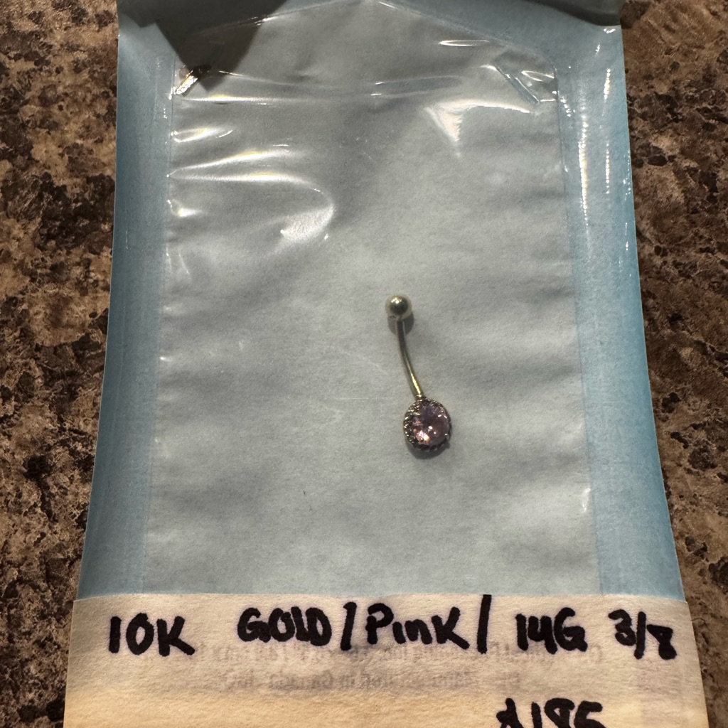 Gold And Pink Belly Button Ring